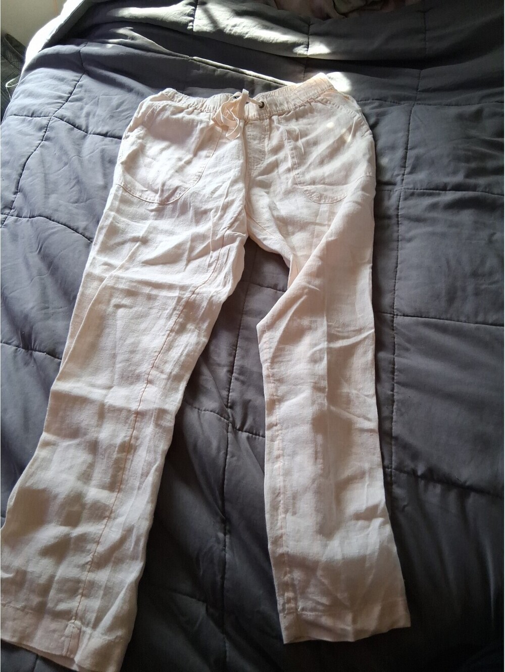 Rachel Roy Women's 100% Linen Size XS Light Pink Drawstring Pants C2